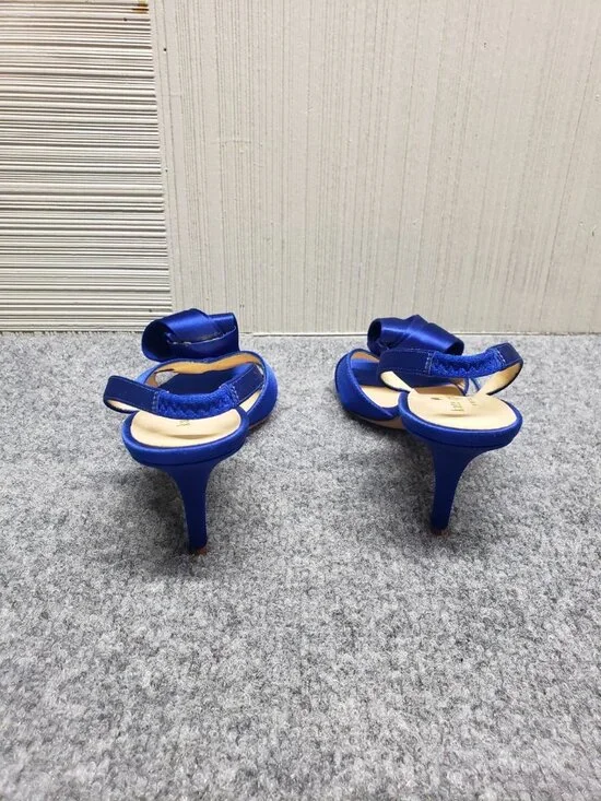 Kate Spade New York Women Heel Shoes Blue Satin Slingback Peep Toe Formal - Picture 16 of 16
